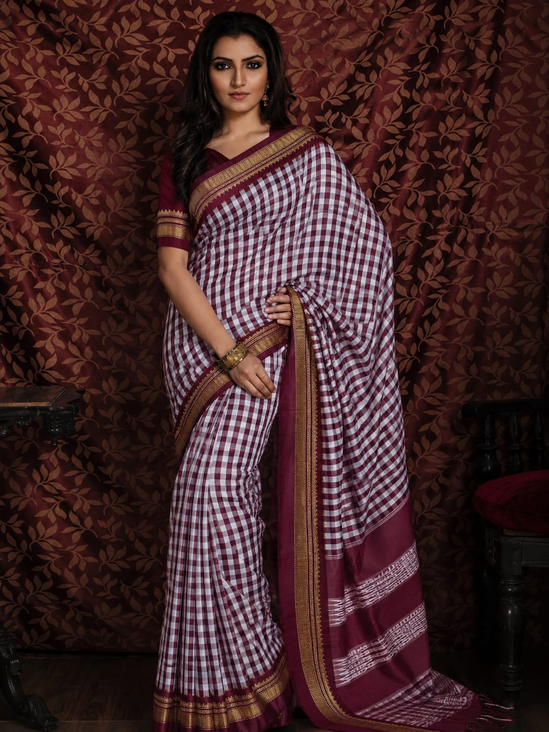 Irkal Checks Saree view 1