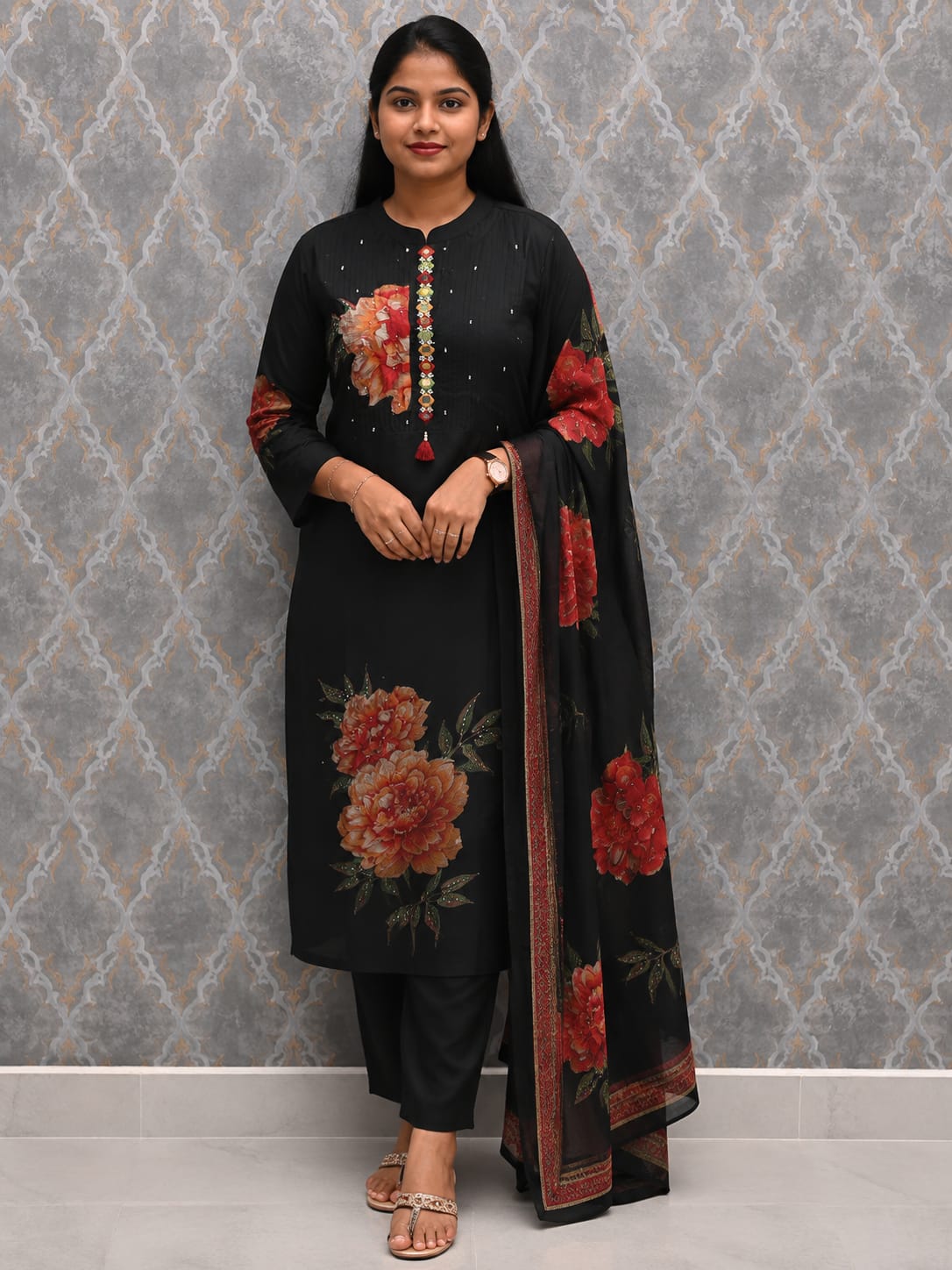 Cotton Mirror Work Kurti Set view 1
