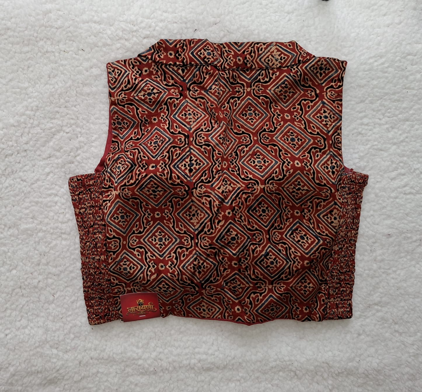 Ajrakh Printed Collar Neck Stretchable Padded Blouse view 2