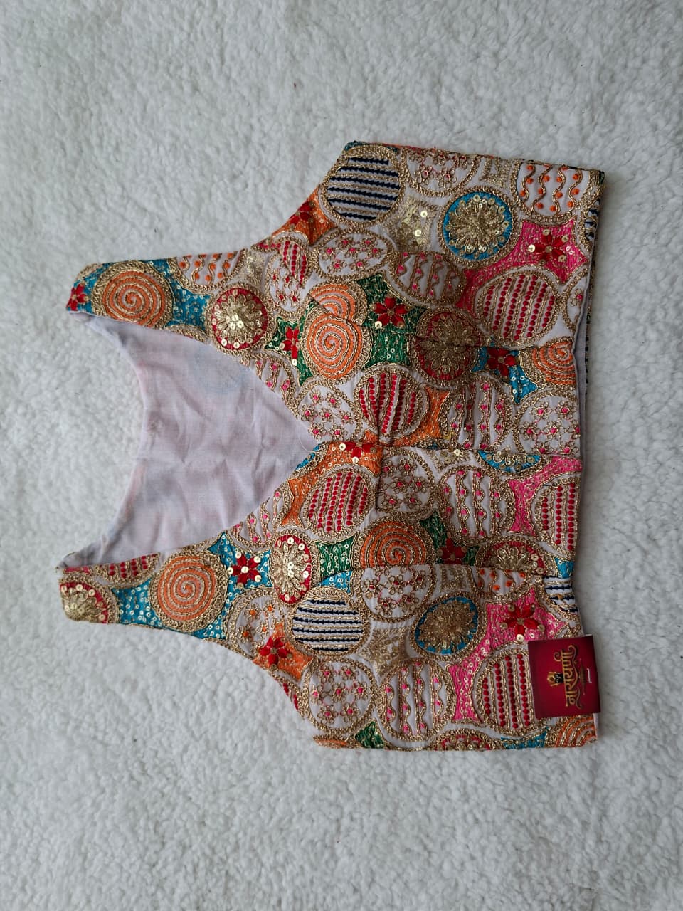 Heavy Sequin & Thread Work Blouse in White