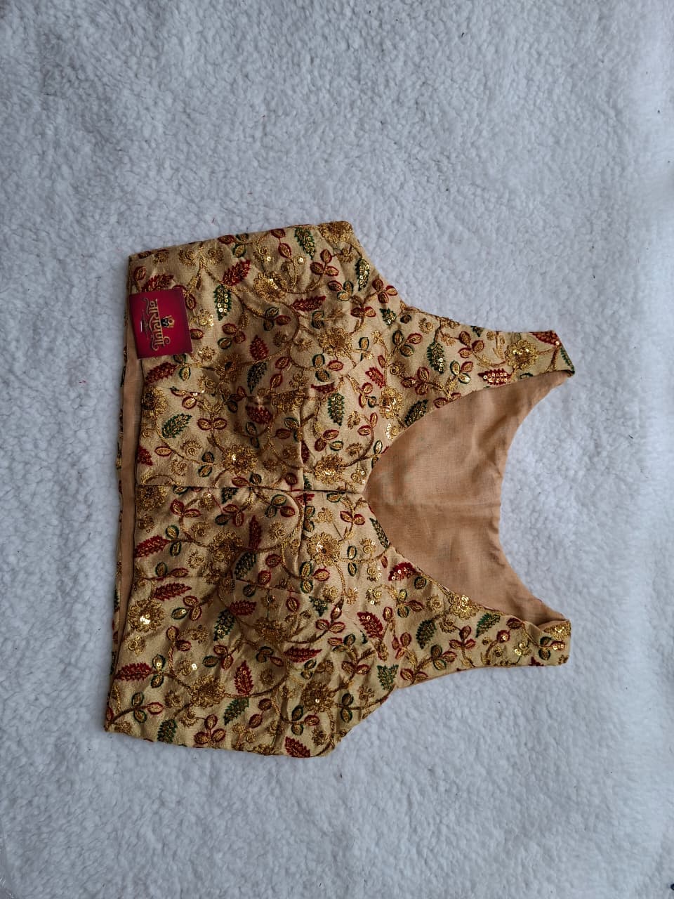Heavy Sequin & Thread Work Blouse in Gold