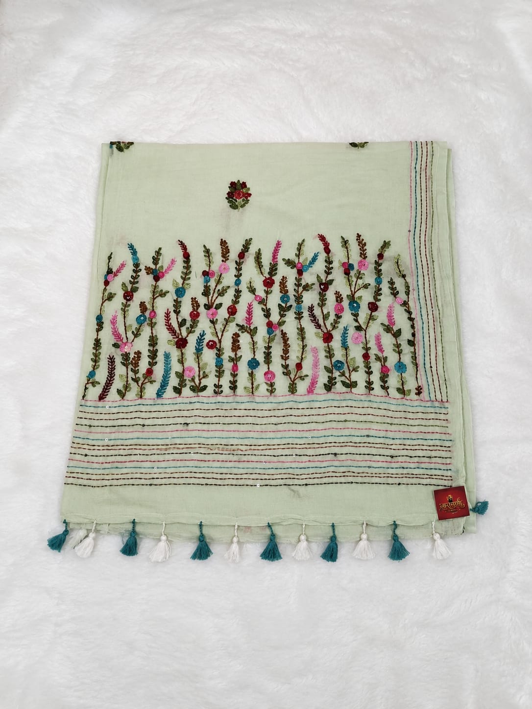 Bullion Work Saree in Pista