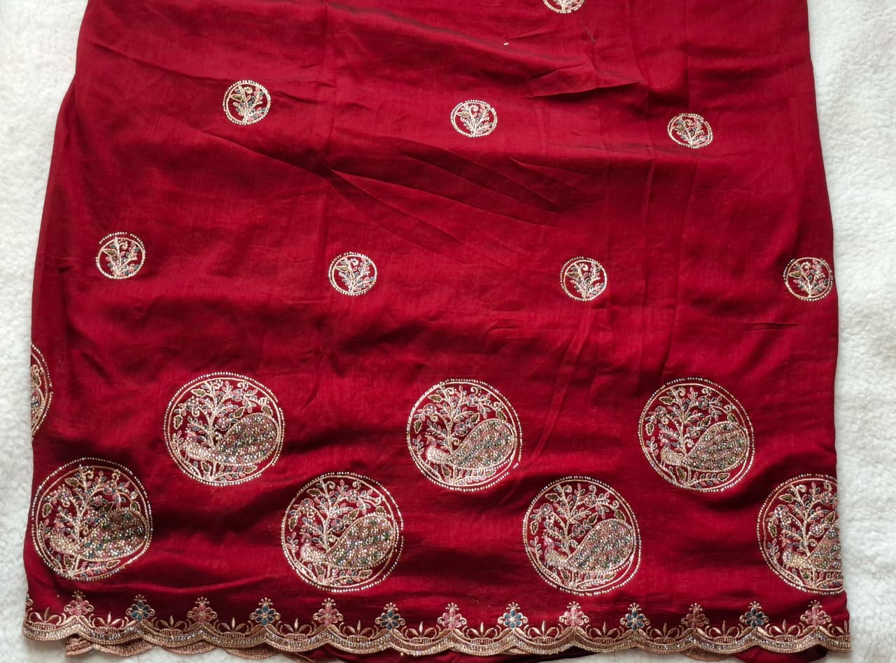 Designer Work Saree in Maroon
