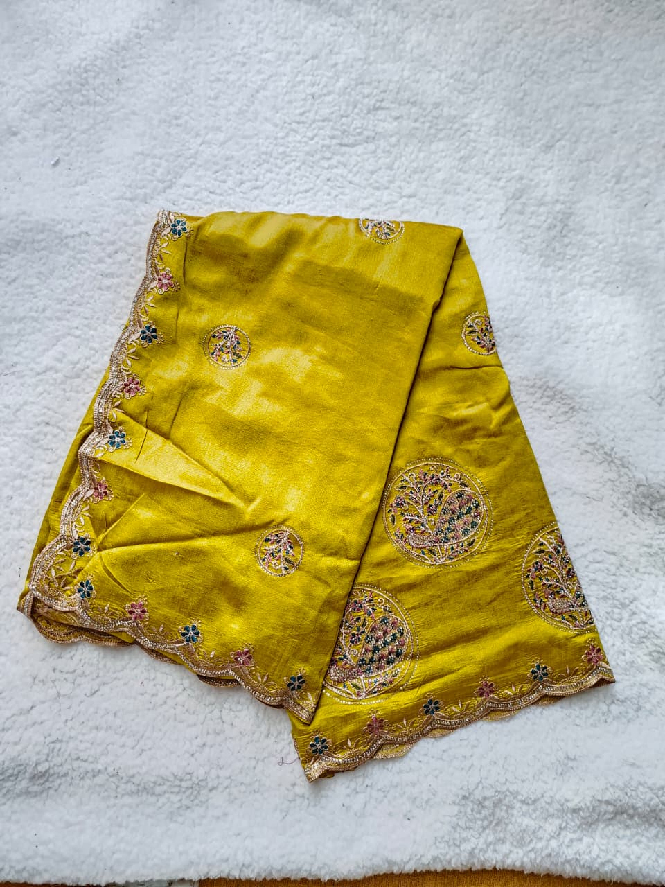 Designer Work Saree in Mustard Yellow