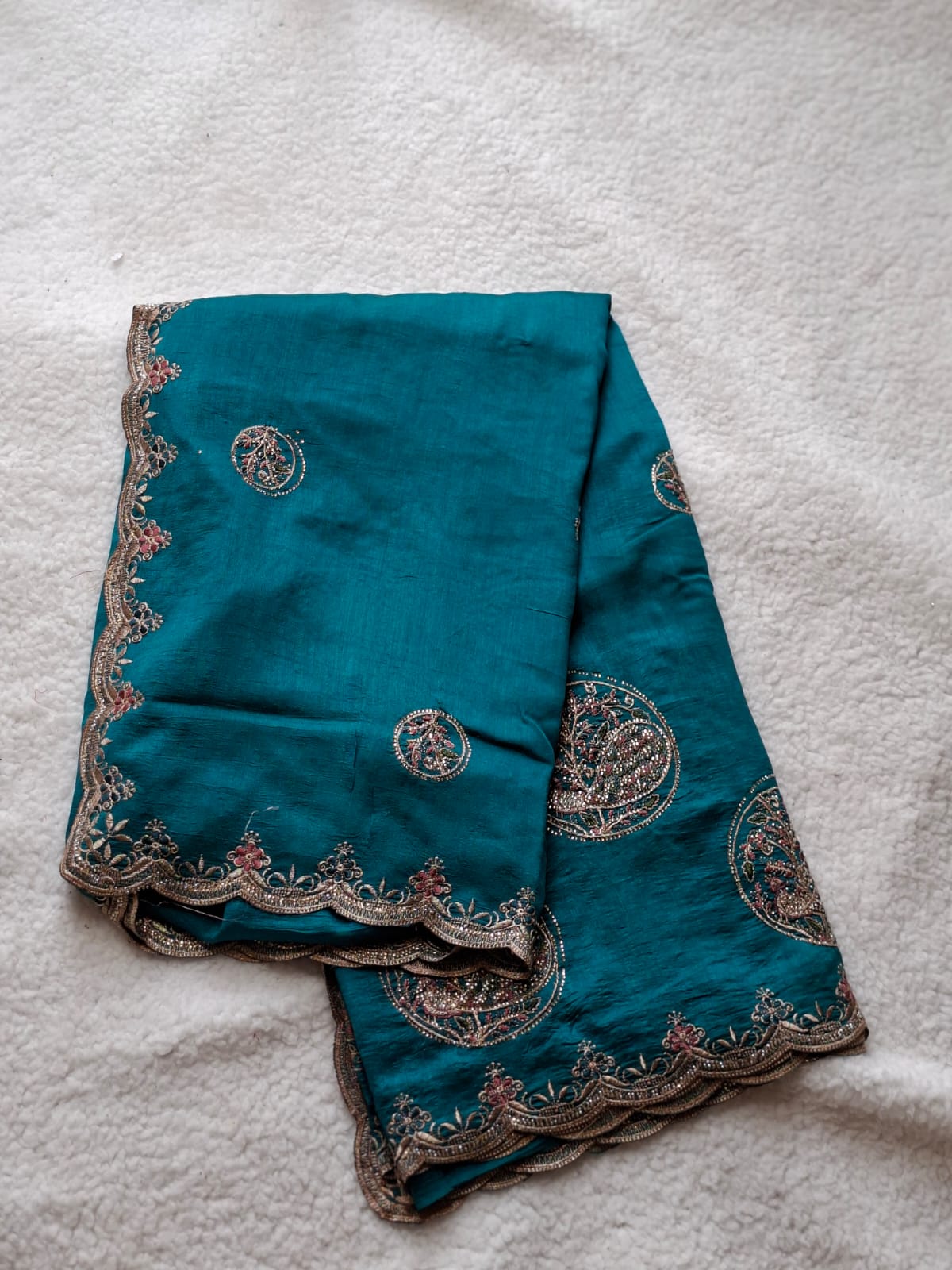 Designer Work Saree in Turquoise Blue