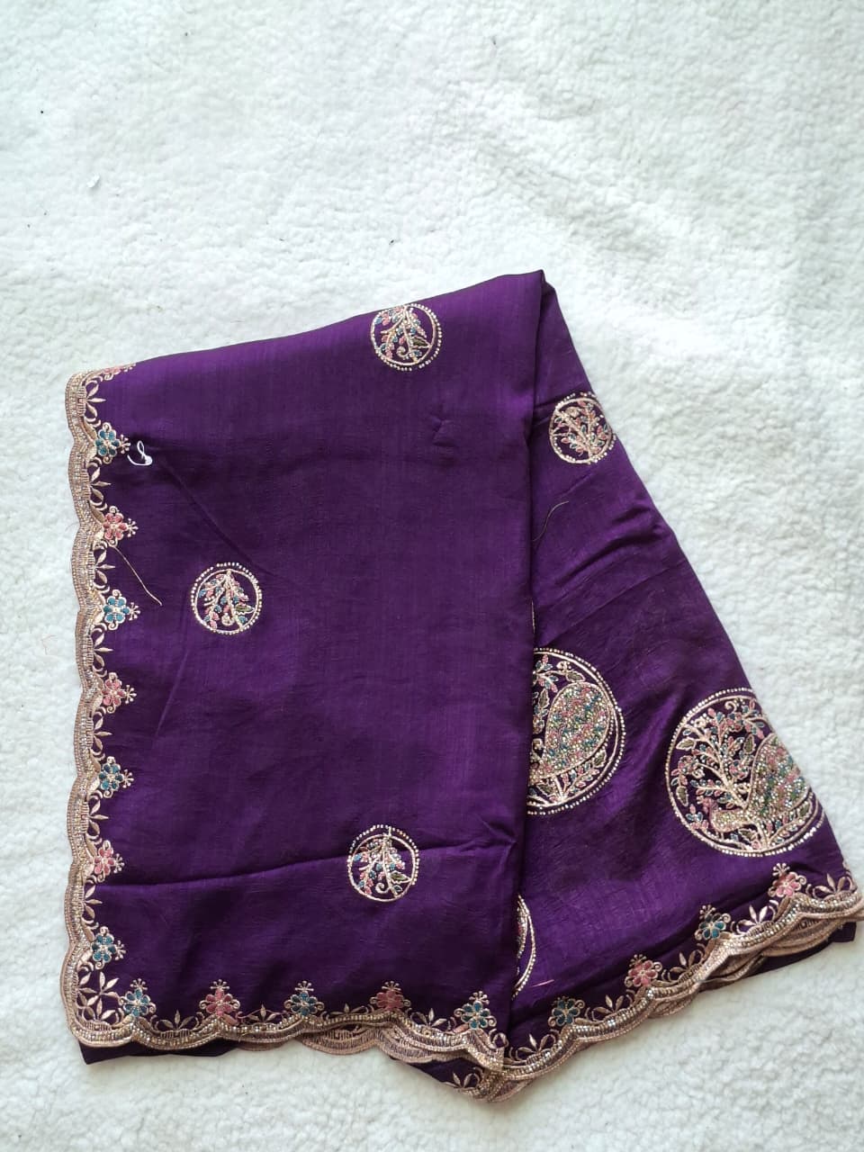 Designer Work Saree in Rama Blue
