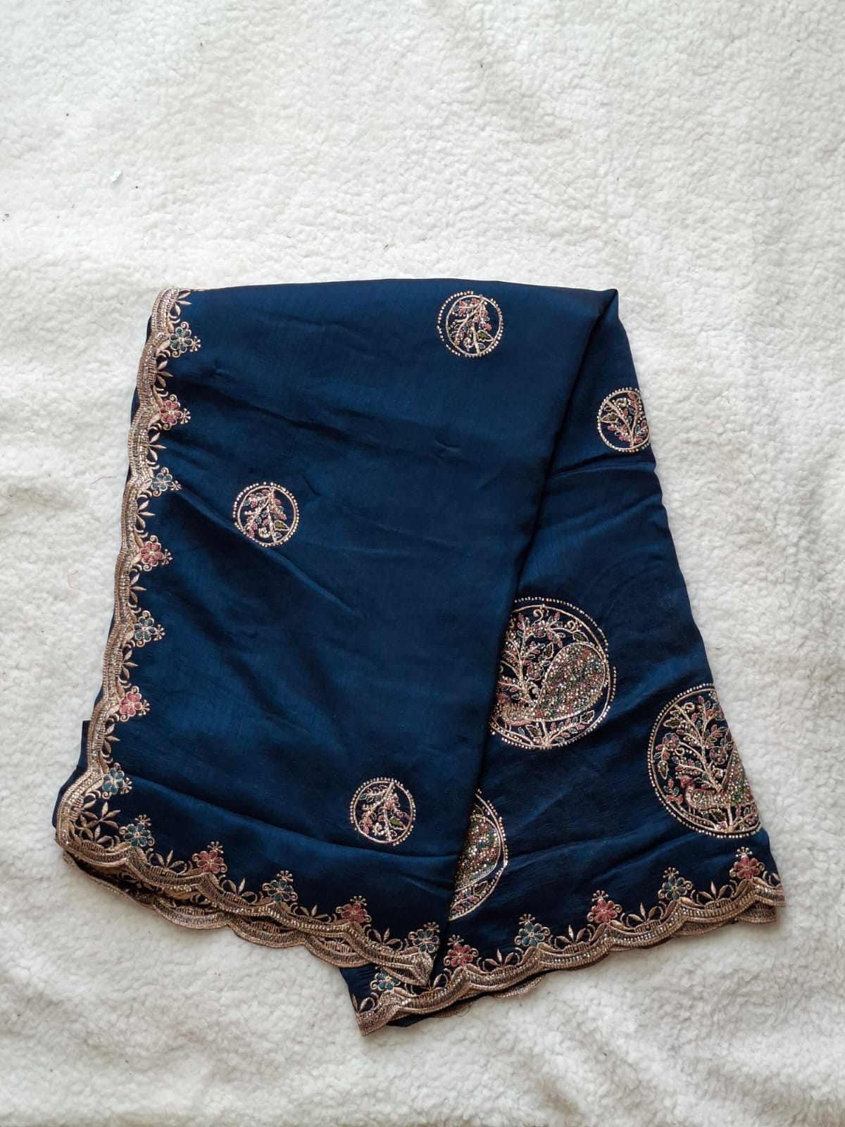 Designer Work Saree in Midnight Blue