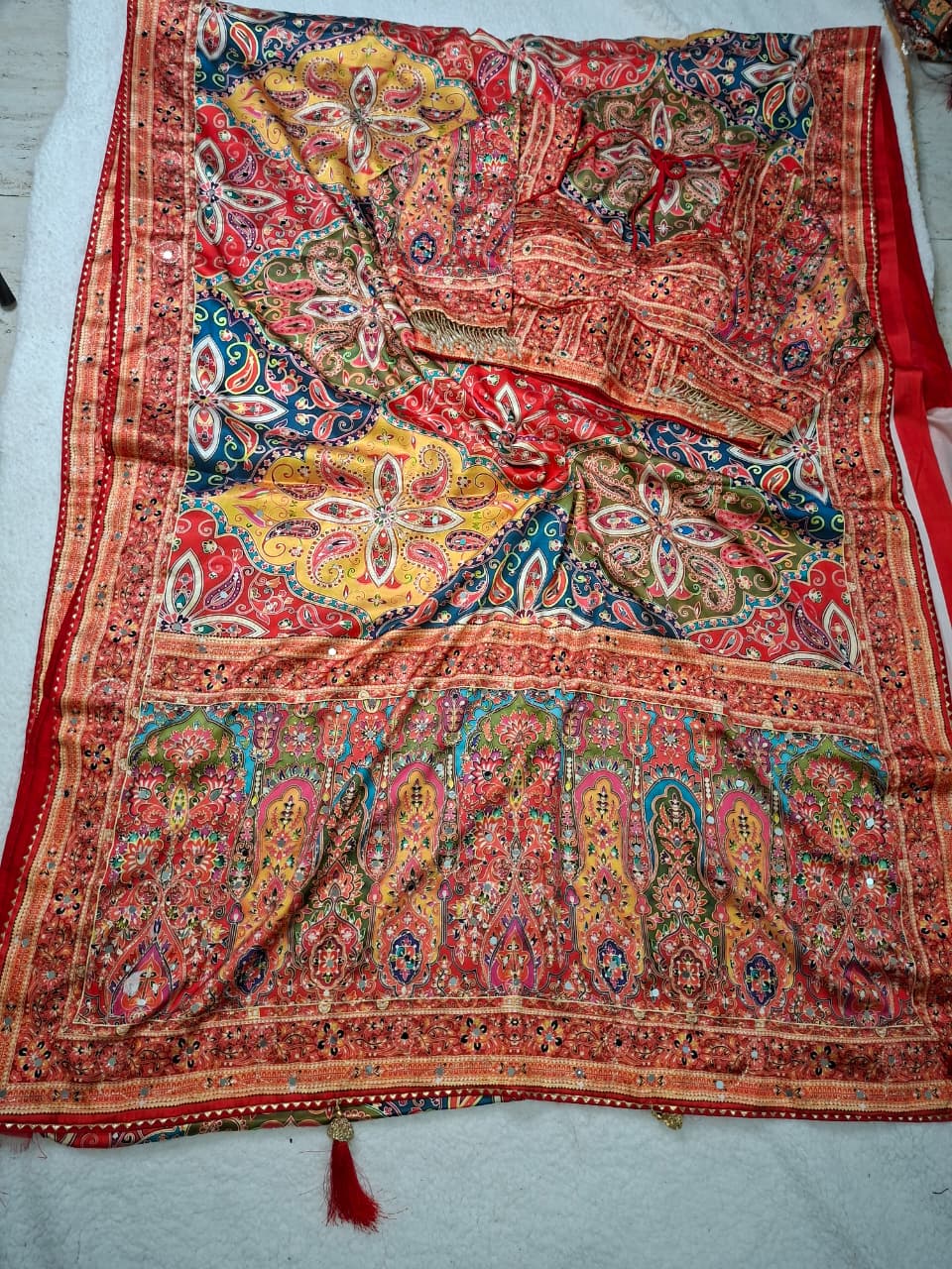 Ajrakh Silk Saree view 1