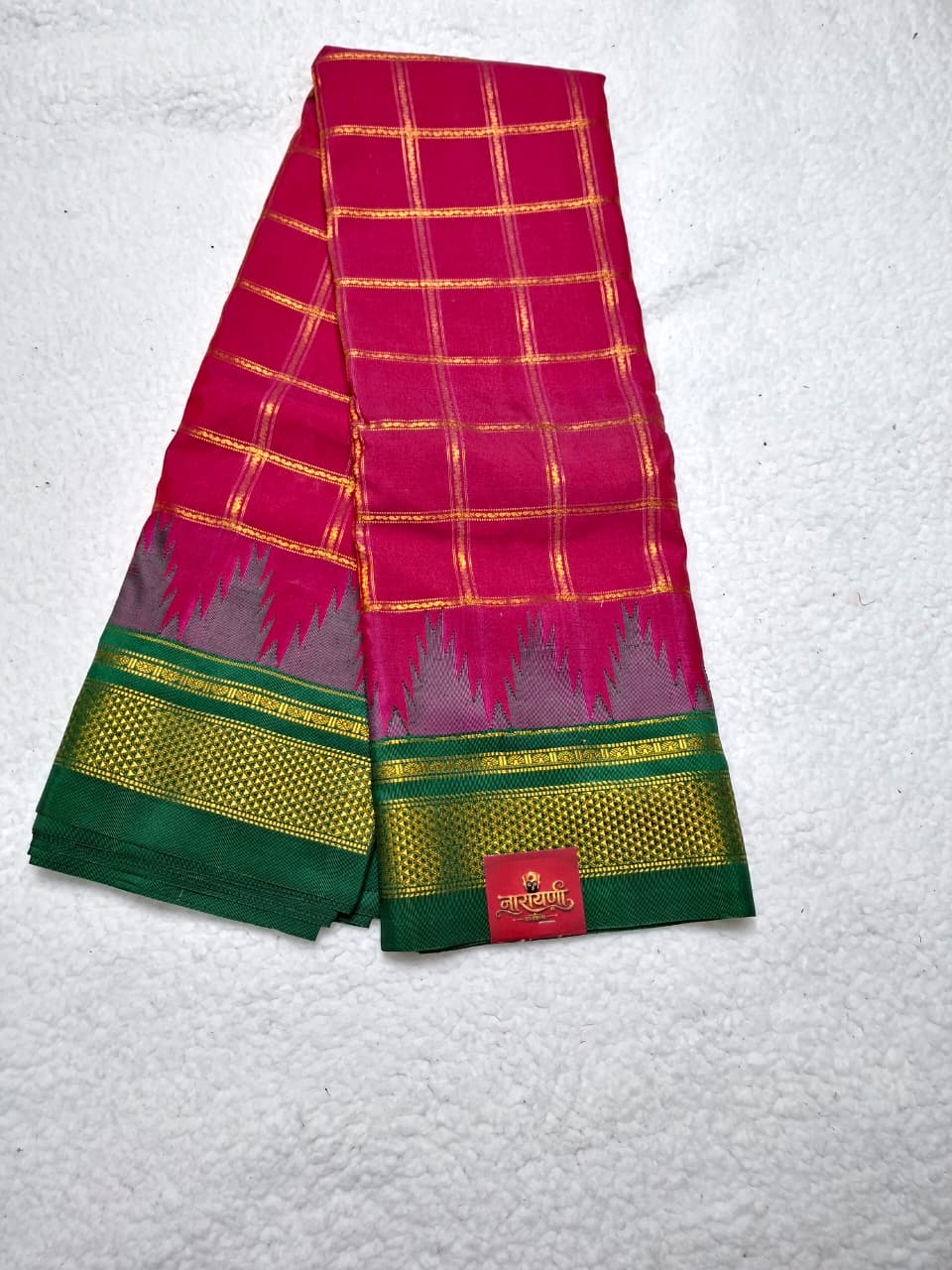 Irkal Tana Silk Checks Saree in Pink