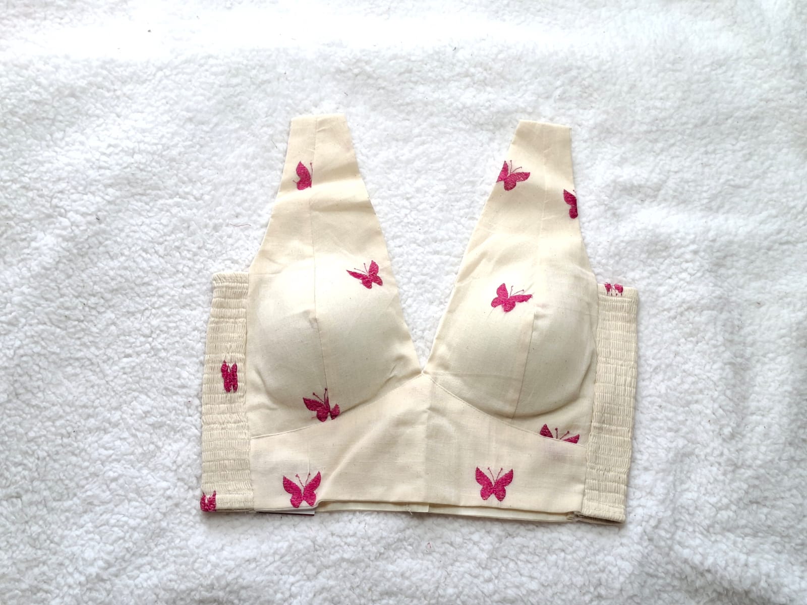 Thread Embroidery Butterfly Design With Stretchable Blouse view 1