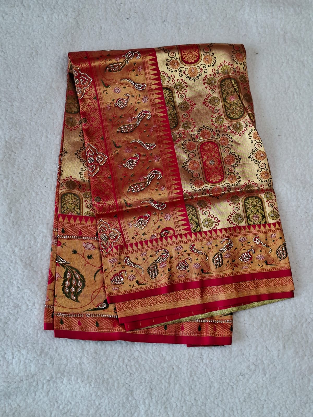 Kanjivaram Semi Paithani Saree view 1