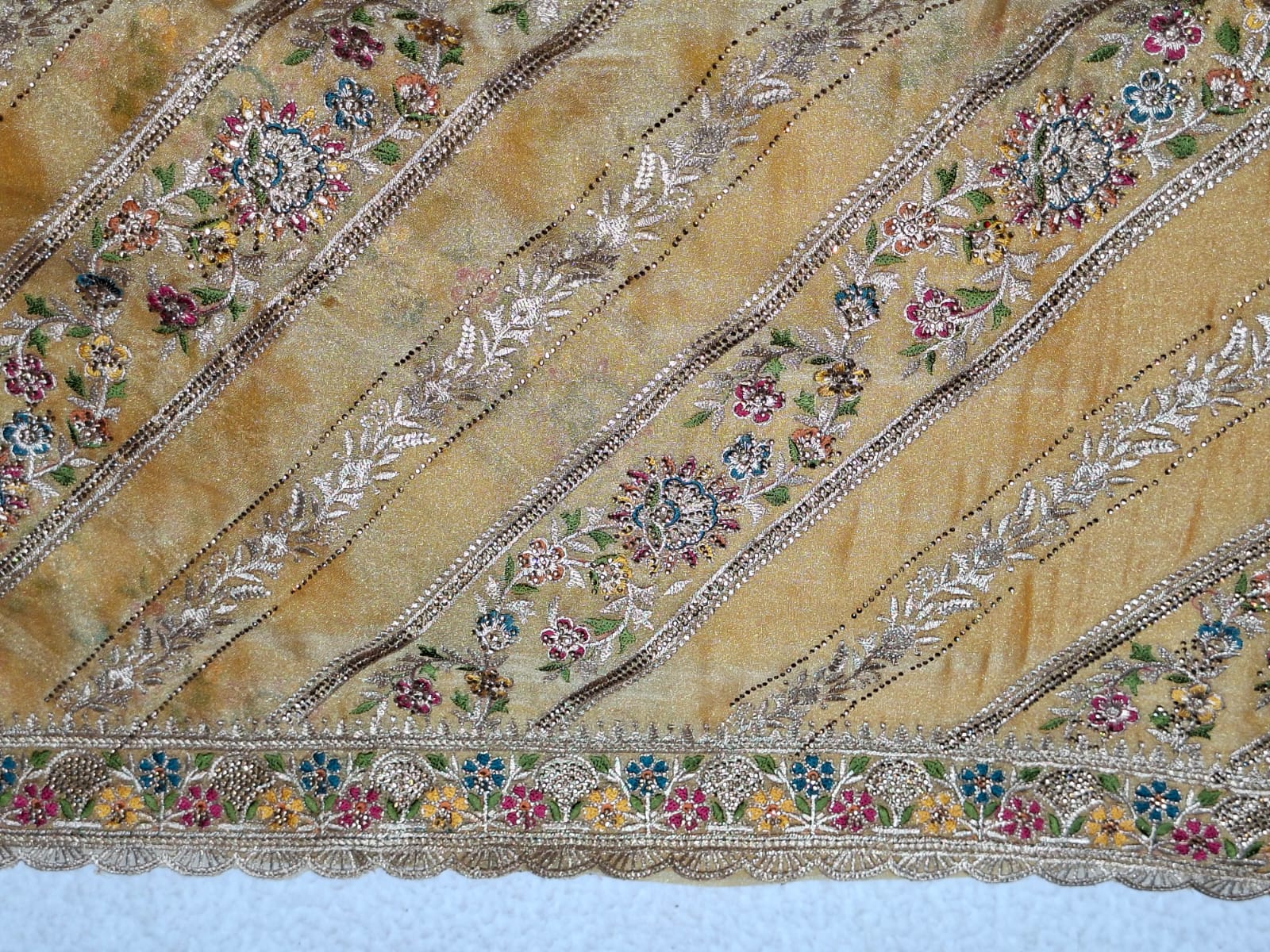 Cutdana Handwork Saree in Mustard Yellow