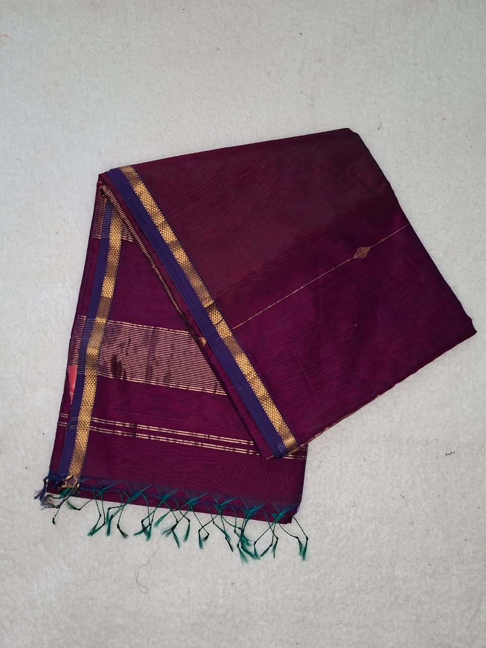 Maheshwari Pure Handloom Saree in Purplr Dual Tone
