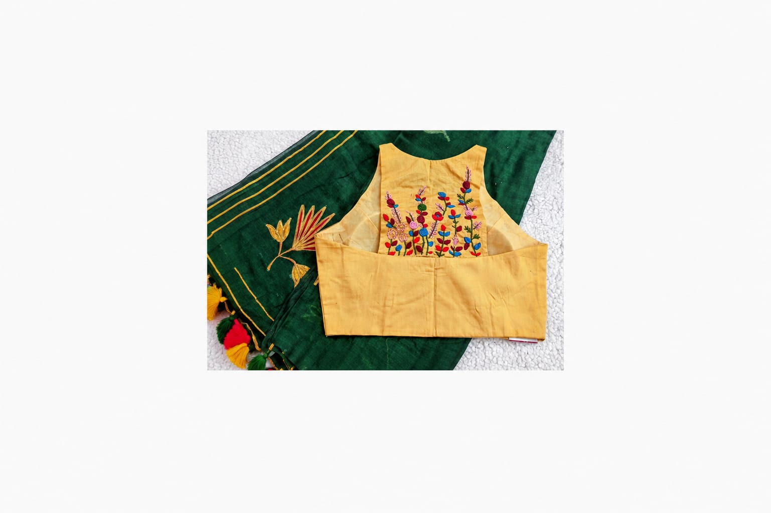 Halter Neck Embroidered Padded Blouse in Soft Gold