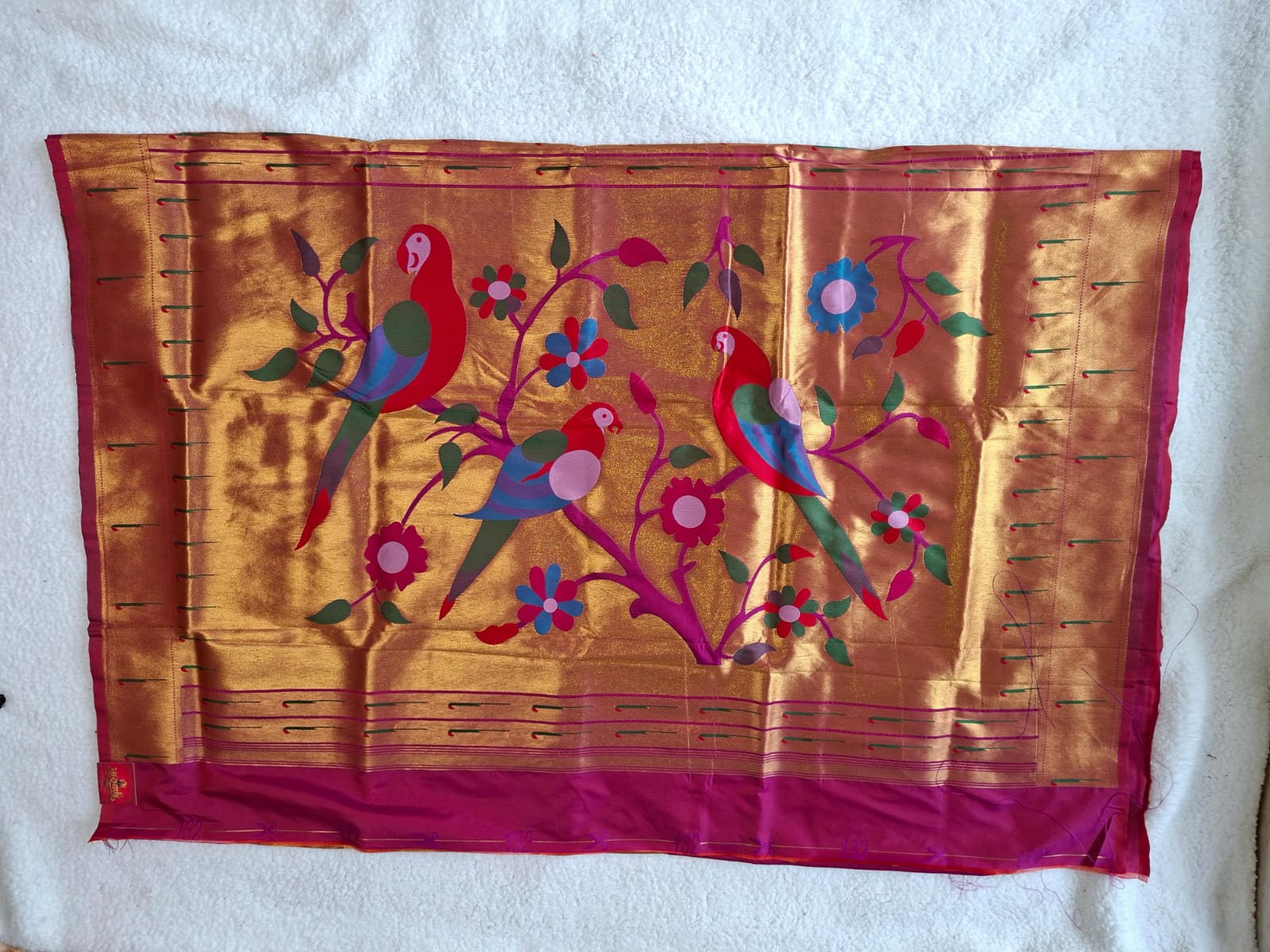 Beautiful Parrot Design Saree view 2
