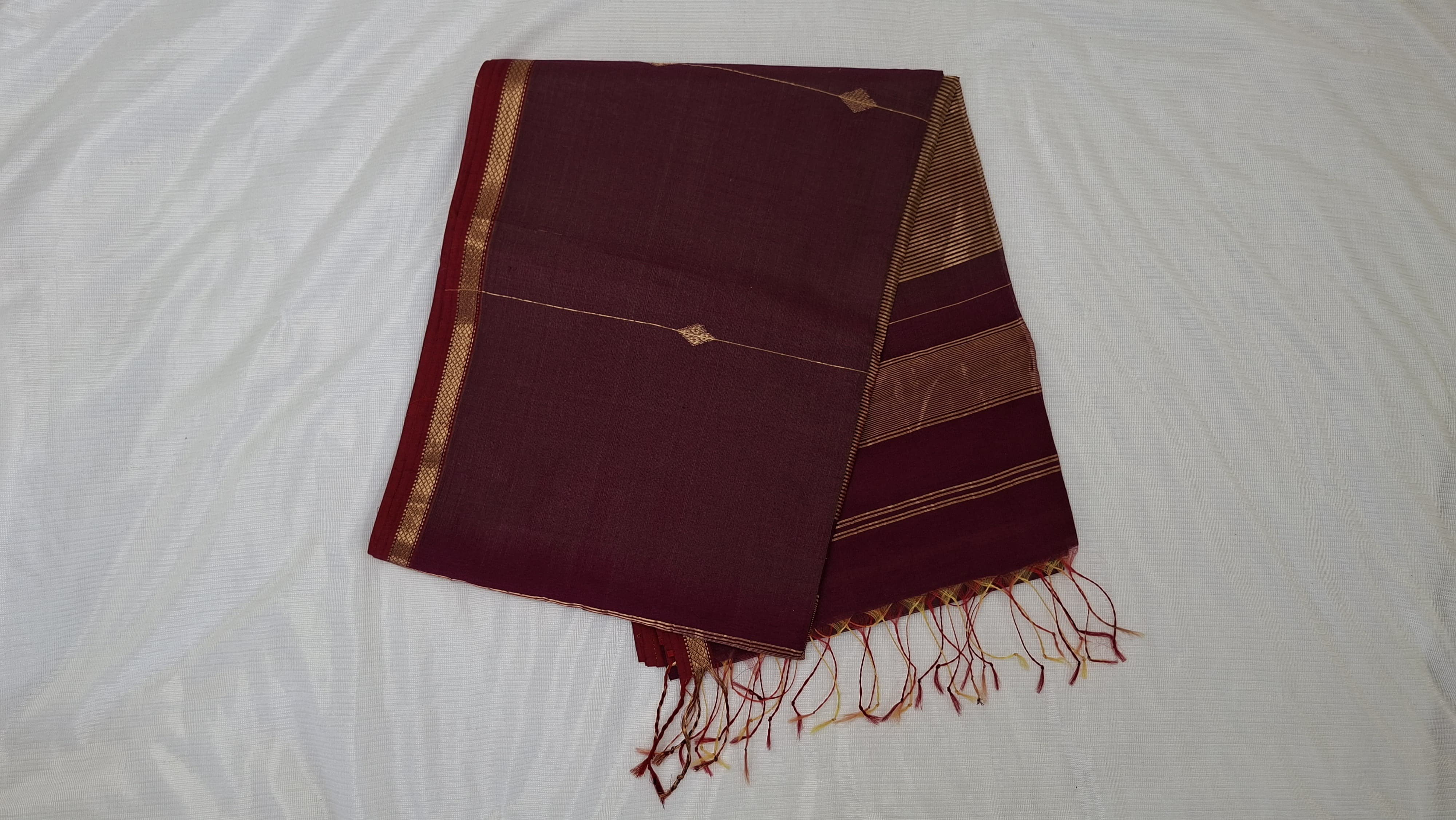 Maheshwari Pure Handloom Saree in Maroon Dual Tone